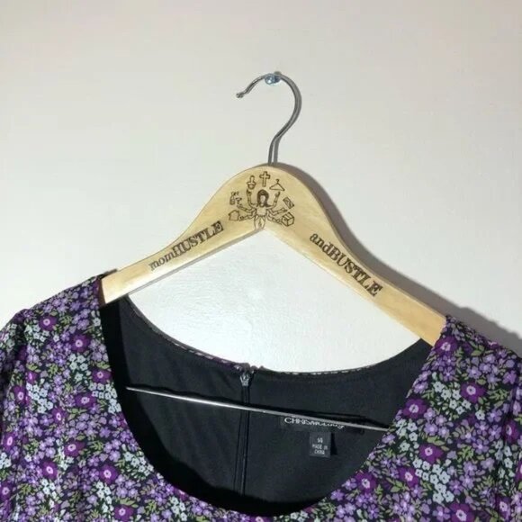 CHRIS MCLAUGHLIN WOMEN'S PLUS PURPLE FLORAL PRINT LINED DRESS SIZE 14-EUC - Picture 3 of 5